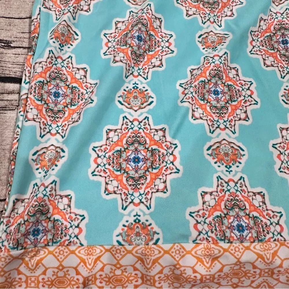 Cabana Life Blue and Orange Tunic / Dress / Cover Up, Swim Material; Size Large
